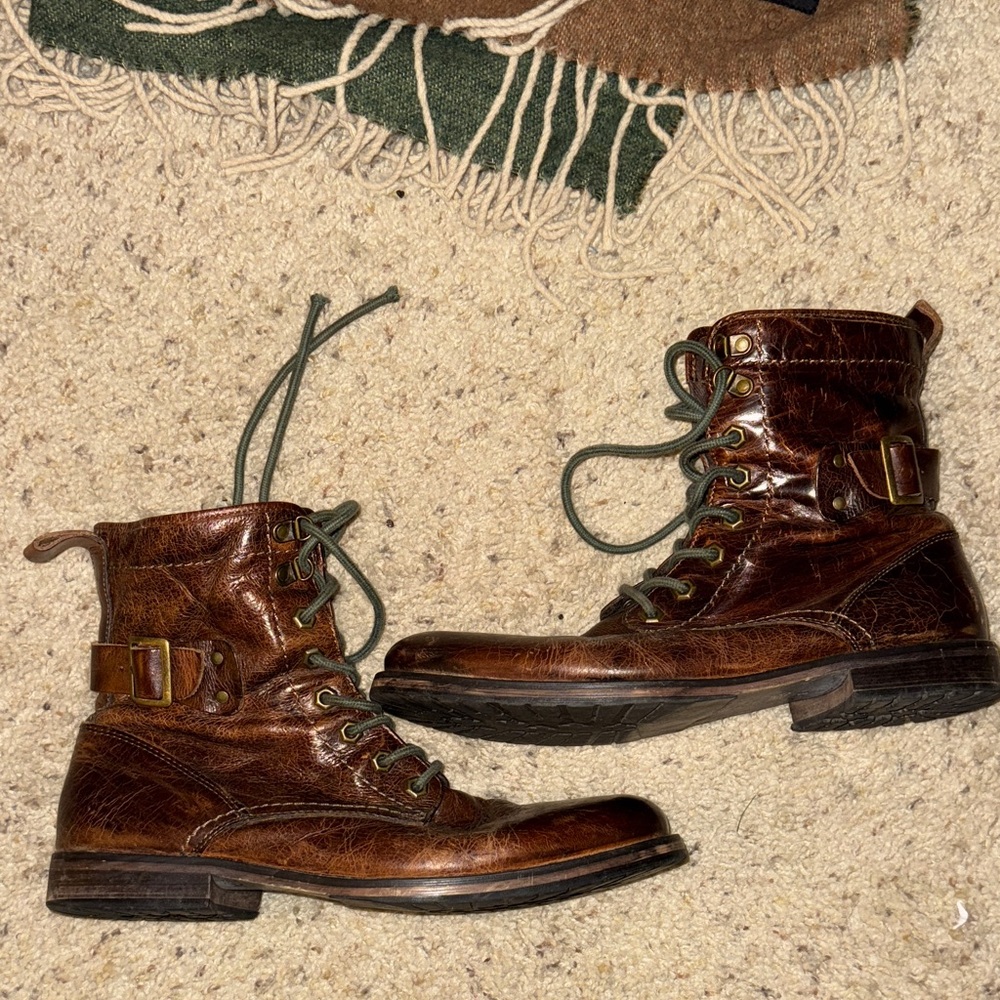 Vintage-Style Brown Real Leather Boots